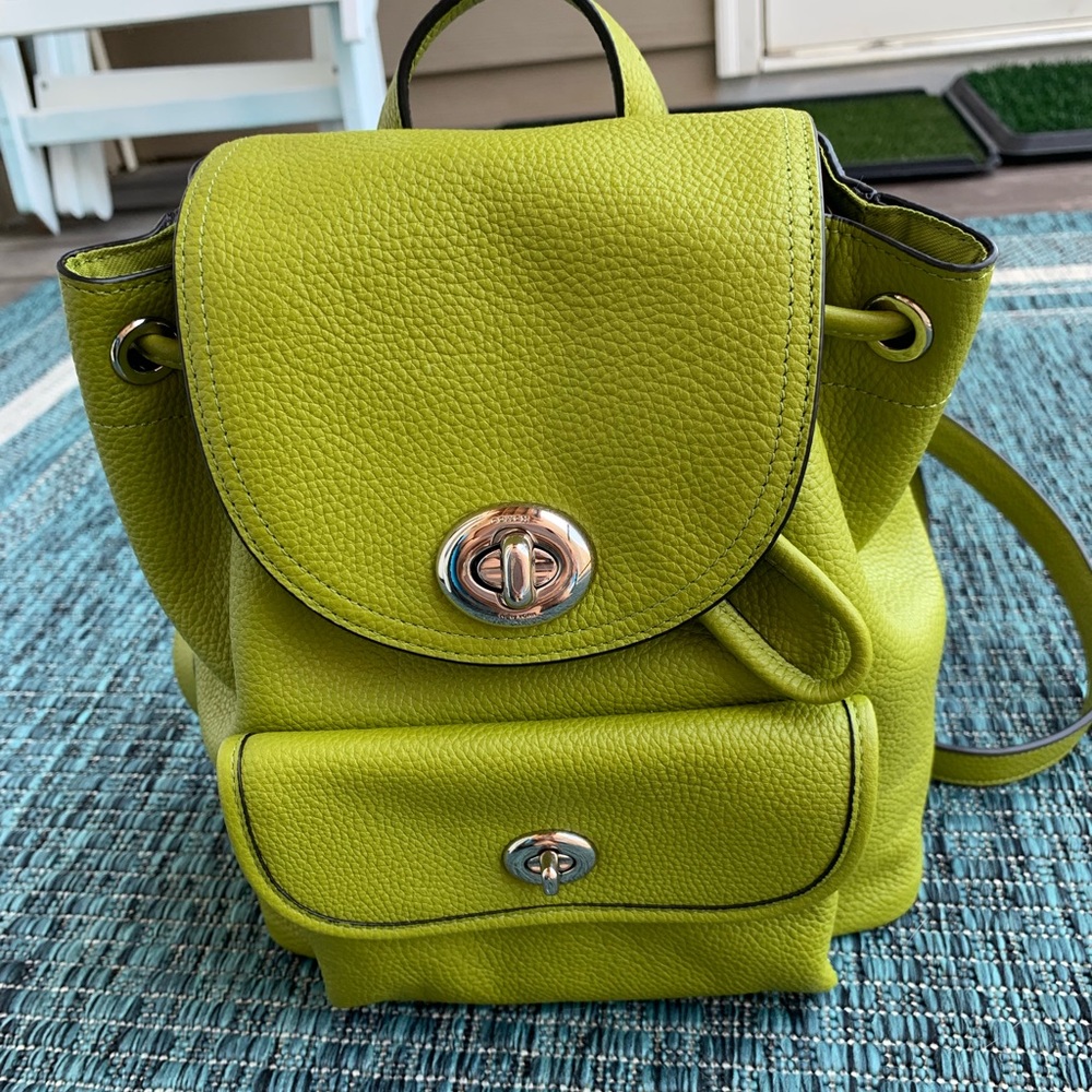 100% authentic Coach mini back pack green